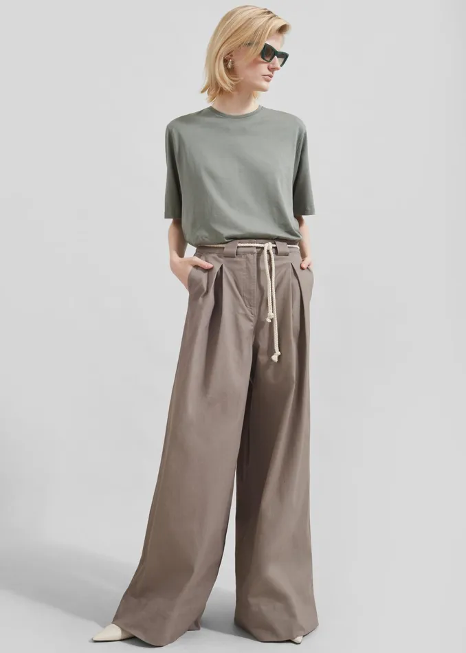 The Frankie Shop Tops Harper Soft Organic TShirt 8211 Light Khaki 8211 Women