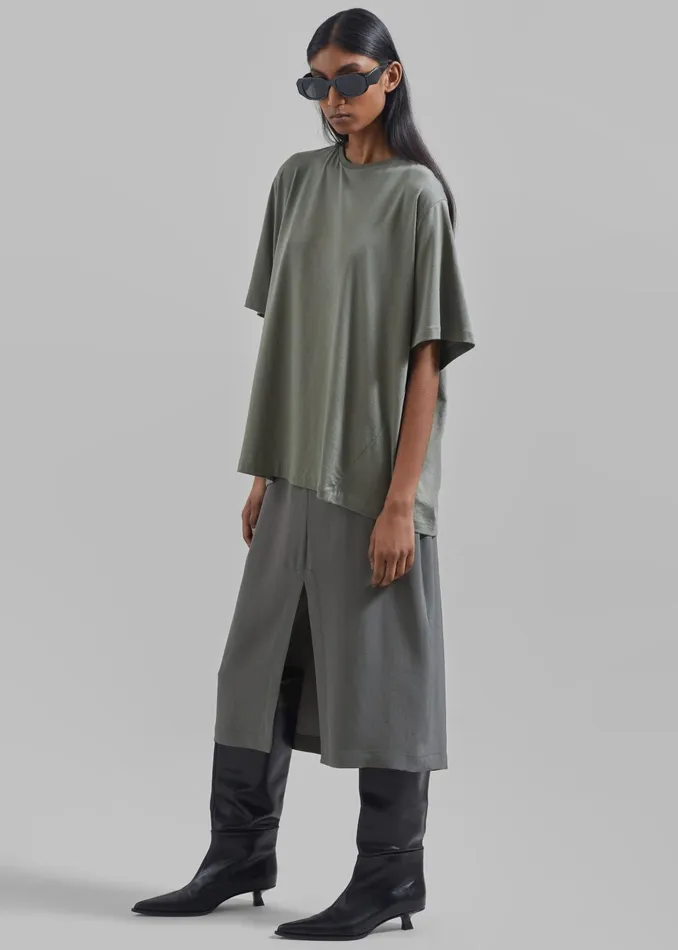 The Frankie Shop Tops Harper Soft Organic TShirt 8211 Light Khaki 8211 Women