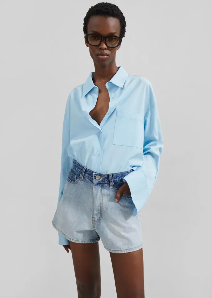 The Frankie Shop Tops Lui Shirt 8211 Sky 8211 Women