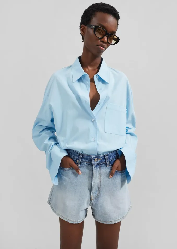 The Frankie Shop Tops Lui Shirt 8211 Sky 8211 Women