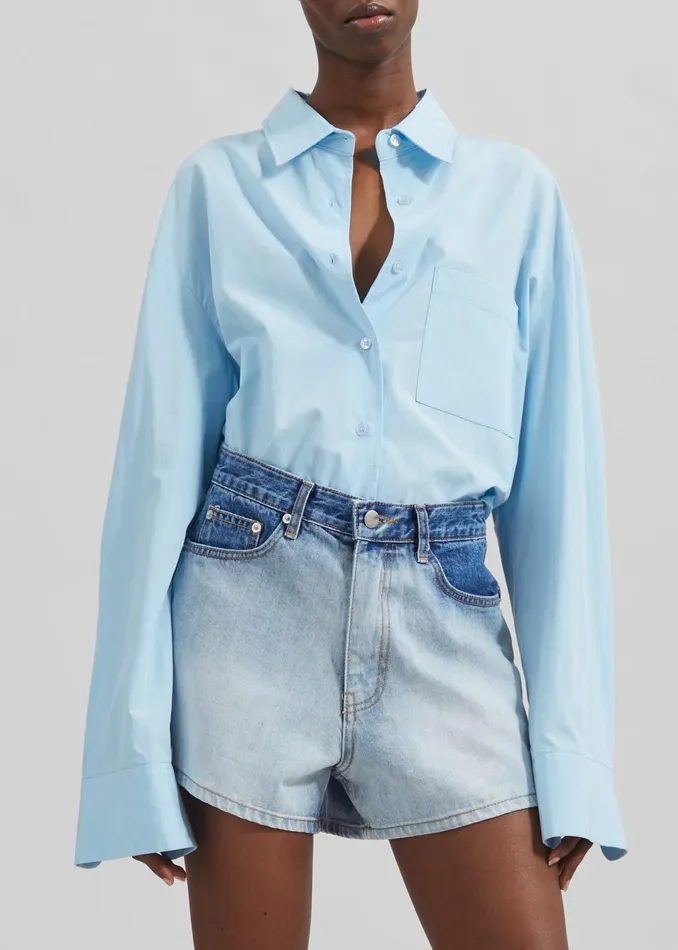 The Frankie Shop Tops Lui Shirt 8211 Sky 8211 Women