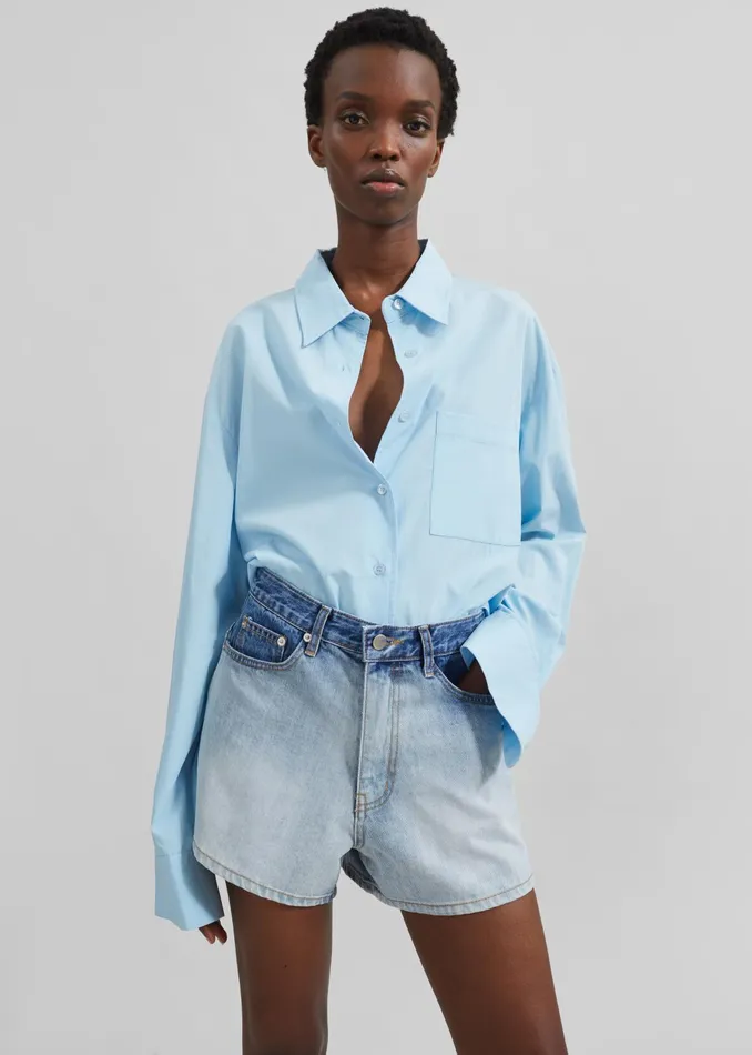 The Frankie Shop Tops Lui Shirt 8211 Sky 8211 Women