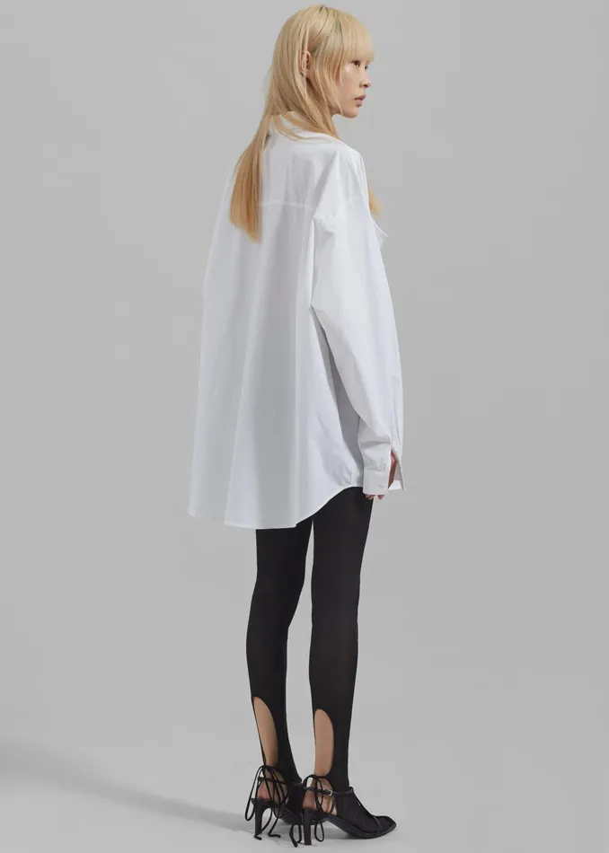 The Frankie Shop Tops Marin Button Up Utility Shirt 8211 White 8211 Women