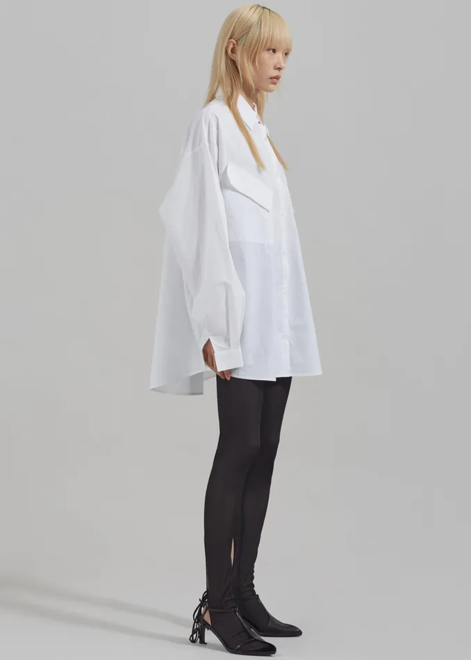 The Frankie Shop Tops Marin Button Up Utility Shirt 8211 White 8211 Women