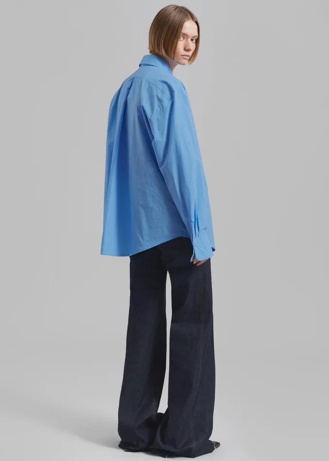 The Frankie Shop Tops Neil Button Up Shirt 8211 Blue 8211 Women