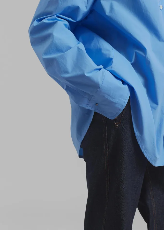 The Frankie Shop Tops Neil Button Up Shirt 8211 Blue 8211 Women