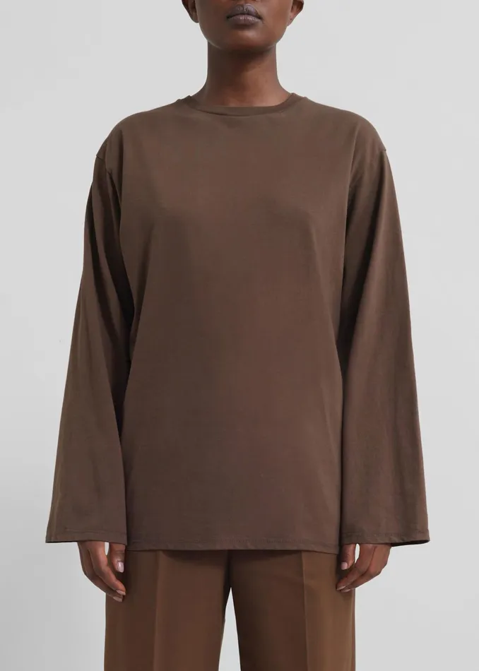 The Frankie Shop Tops Rainey Long Sleeve Tee 8211 Brown 8211 Women
