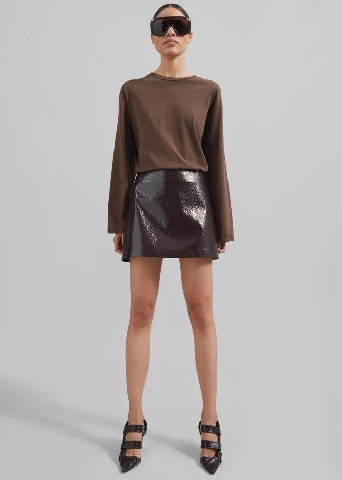 The Frankie Shop Tops Rainey Long Sleeve Tee 8211 Brown 8211 Women