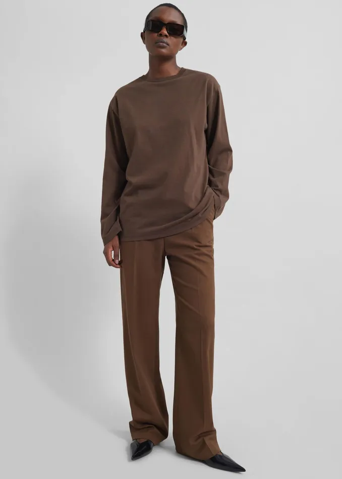 The Frankie Shop Tops Rainey Long Sleeve Tee 8211 Brown 8211 Women