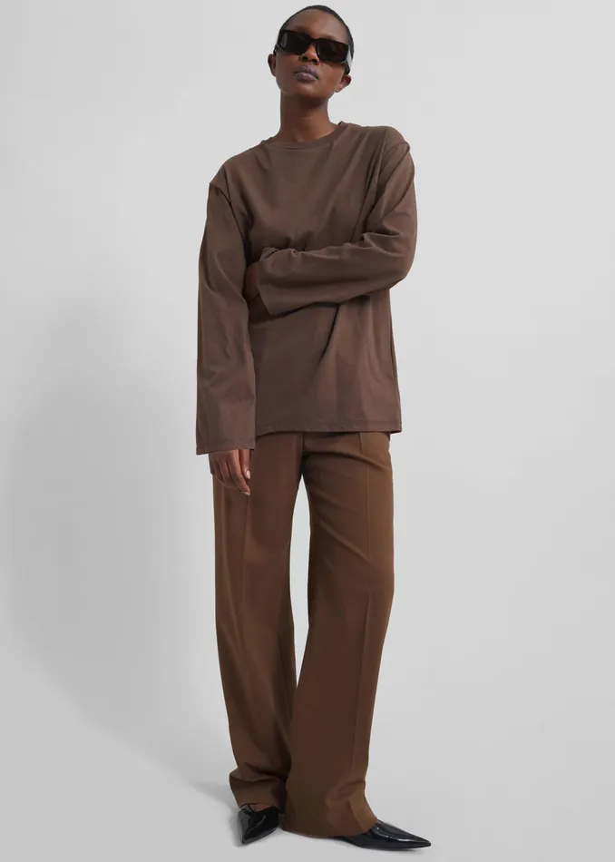 The Frankie Shop Tops Rainey Long Sleeve Tee 8211 Brown 8211 Women