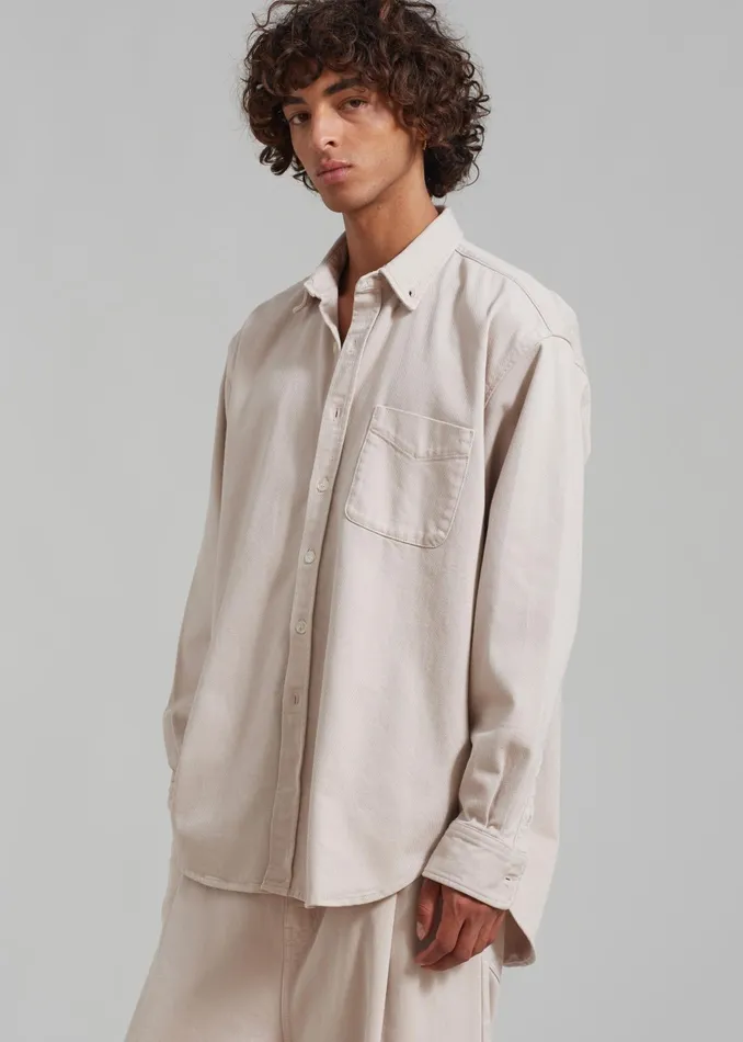 The Frankie Shop Tops Sinclair Denim Shirt 8211 Natural 8211 Men