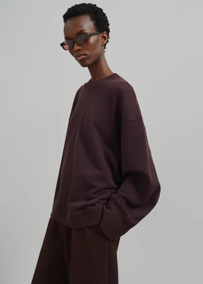 The Frankie Shop Tops Talia Sweatshirt 8211 Dark Plum 8211 Women