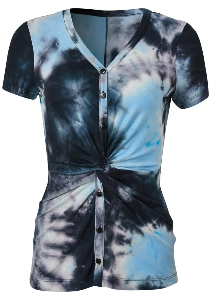 TIE DYE KNOT TWIST TOP Blue Multi Women VENUS Casual Tops
