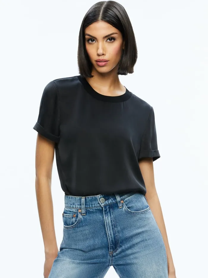 Tops Women Alice Olivia Braden Relaxed Tee Black