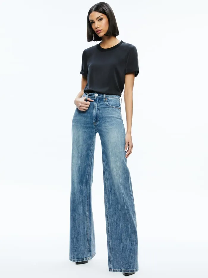 Tops Women Alice Olivia Braden Relaxed Tee Black