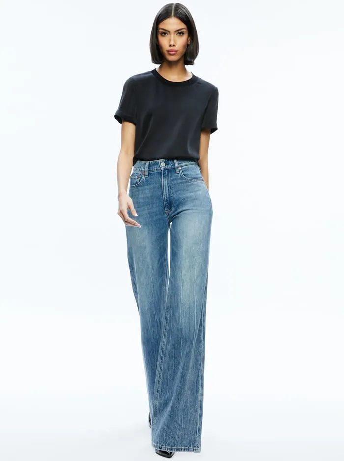 Tops Women Alice Olivia Braden Relaxed Tee Black