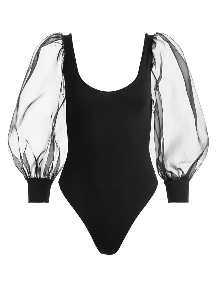Tops Women Alice Olivia Jillianne Bodysuit Black