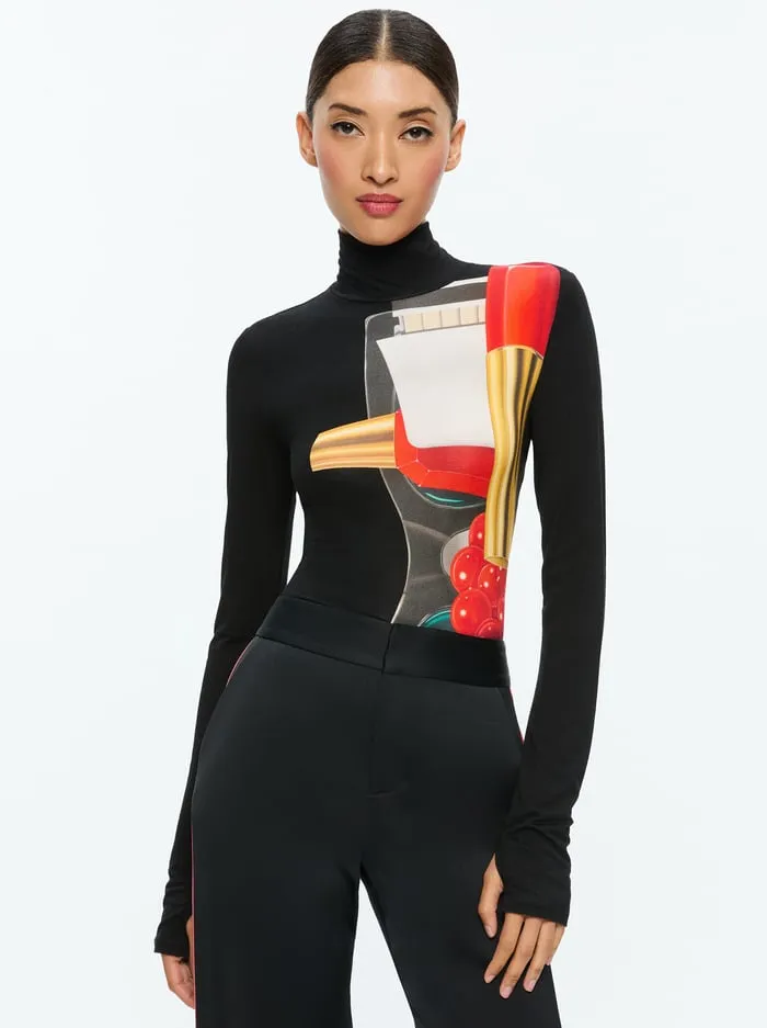 Tops Women Alice Olivia Tom Wesselmann Delaina Long Sleeve Turtleneck Top Still Life Tops Women Alice Olivia Tom Wesselmann Delaina Long Sleeve Turtleneck Top Still Life
