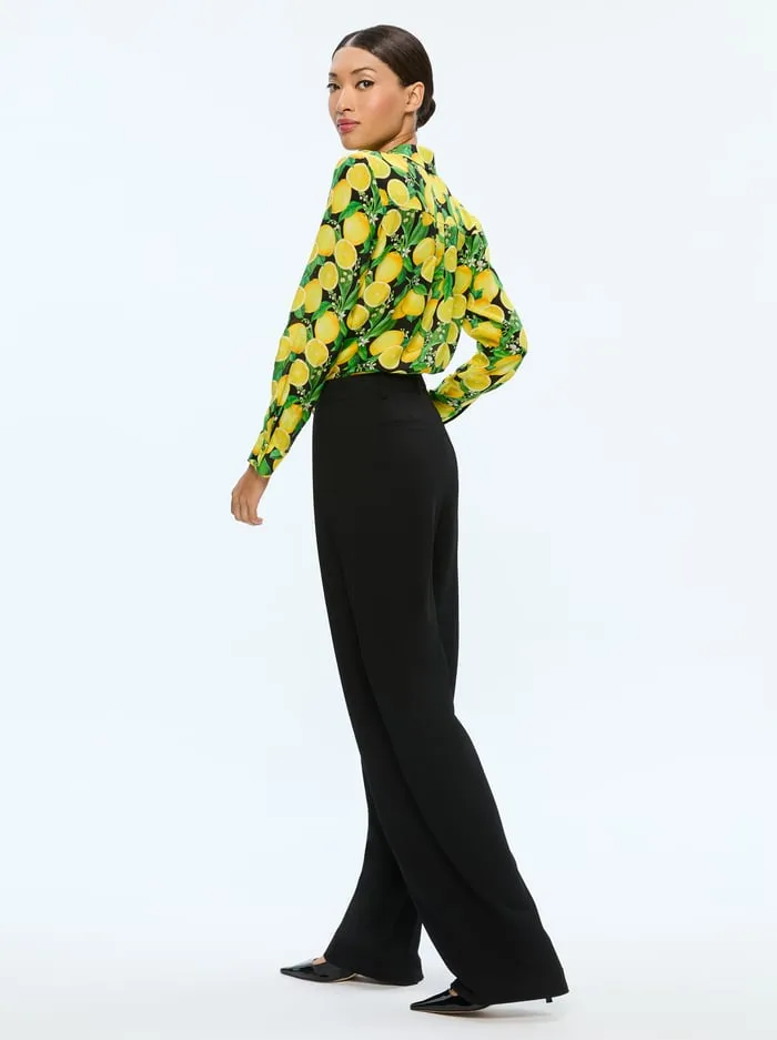 Tops Women Alice Olivia Willa Placket Top Lemon Tree
