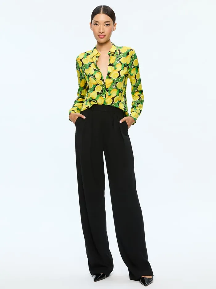 Tops Women Alice Olivia Willa Placket Top Lemon Tree