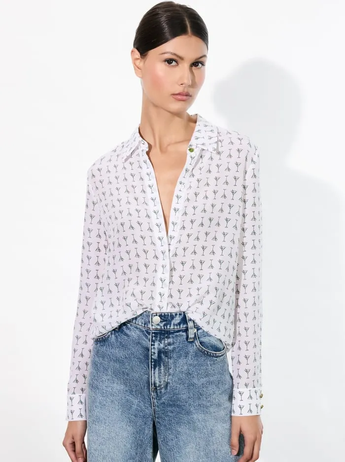 Tops Women Alice Olivia Willa Placket Top Martini Chic Off White