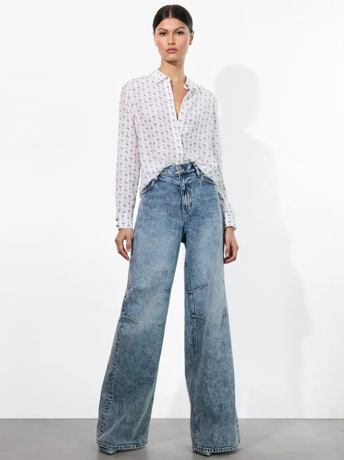 Tops Women Alice Olivia Willa Placket Top Martini Chic Off White