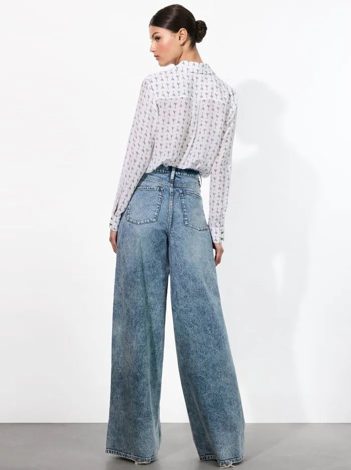 Tops Women Alice Olivia Willa Placket Top Martini Chic Off White