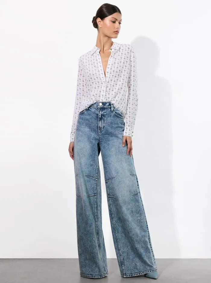 Tops Women Alice Olivia Willa Placket Top Martini Chic Off White