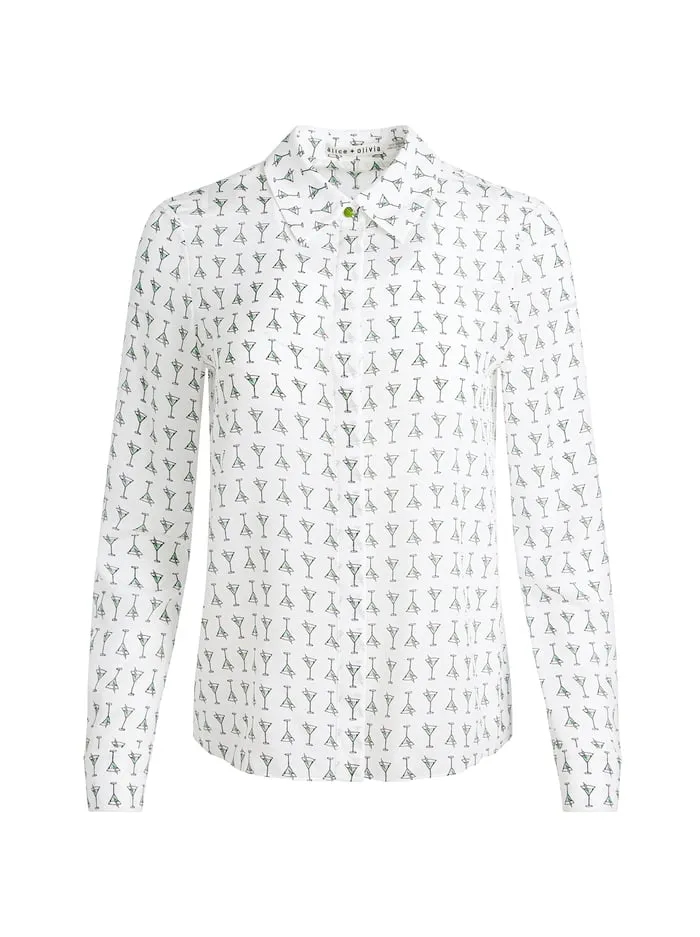 Tops Women Alice Olivia Willa Placket Top Martini Chic Off White