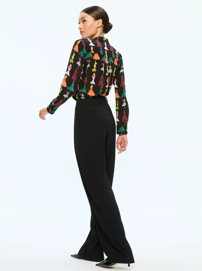 Tops Women Alice Olivia Willa Staceface Top Romantic Stace Black