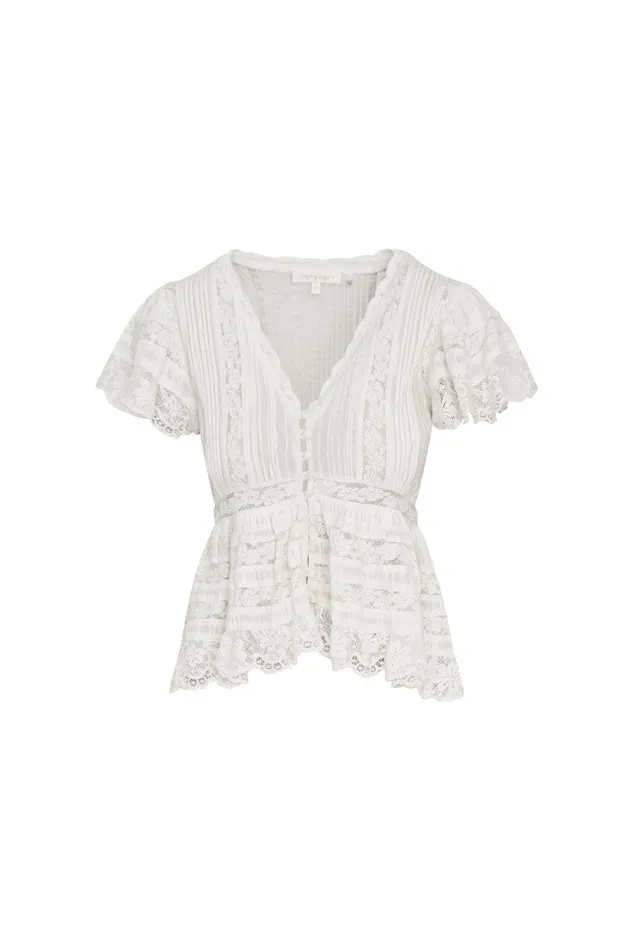 Tops Women LoveShackFancy Quinella Top True White Tops Women LoveShackFancy Quinella Top True White