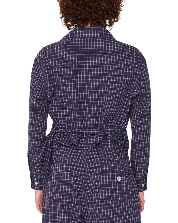 TOPS Women OBEY Clothing CIRCA WRAP SHIRT Blue Multi