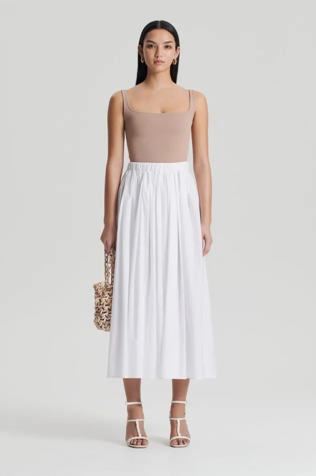 Tops Women Scanlan Theodore CREPE KNIT SQUARE CAMISOLE Oat