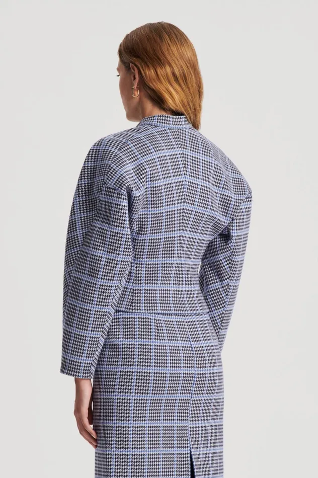 Tops Women Scanlan Theodore PLAID SCUBA TOP Cobalt Tops Women Scanlan Theodore PLAID SCUBA TOP Cobalt
