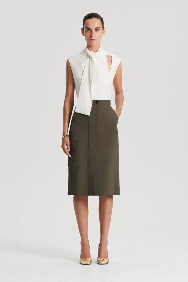 Tops Women Scanlan Theodore SILK CRAVAT TANK Creme