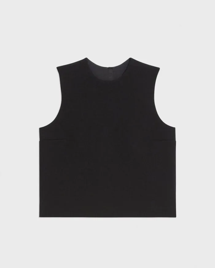 Tops Women Theory Sleeveless Crewneck Top In Admiral Crepe Black