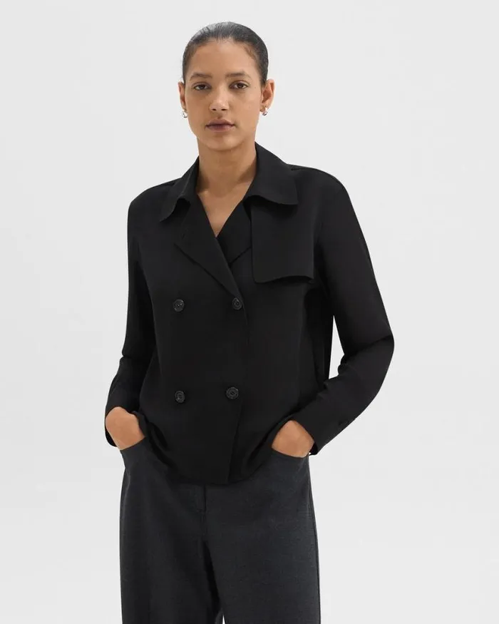 Tops Women Theory Trench Blouse In Recycled Georgette Black Tops Women Theory Trench Blouse In Recycled Georgette Black