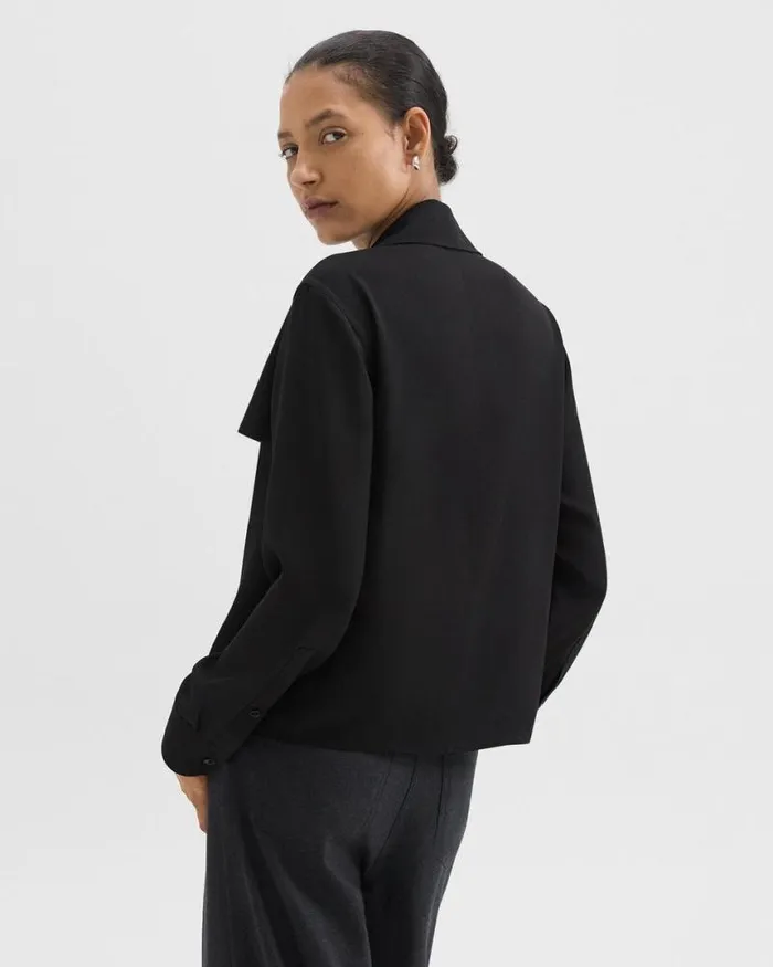 Tops Women Theory Trench Blouse In Recycled Georgette Black Tops Women Theory Trench Blouse In Recycled Georgette Black