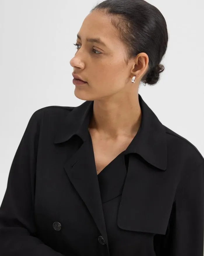 Tops Women Theory Trench Blouse In Recycled Georgette Black Tops Women Theory Trench Blouse In Recycled Georgette Black
