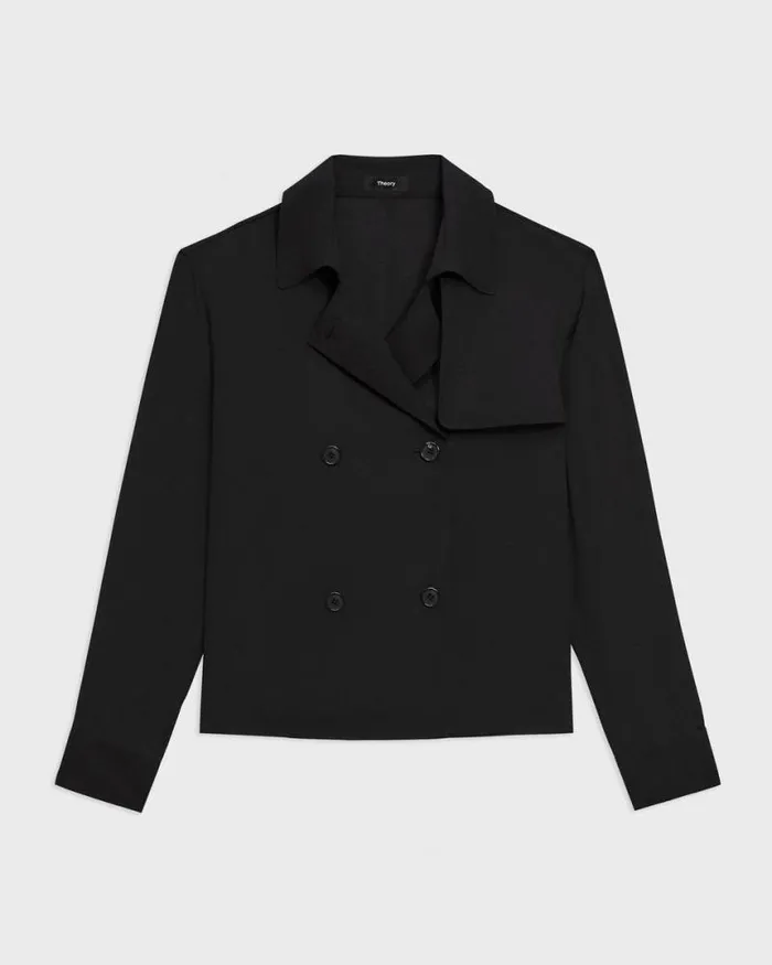 Tops Women Theory Trench Blouse In Recycled Georgette Black Tops Women Theory Trench Blouse In Recycled Georgette Black