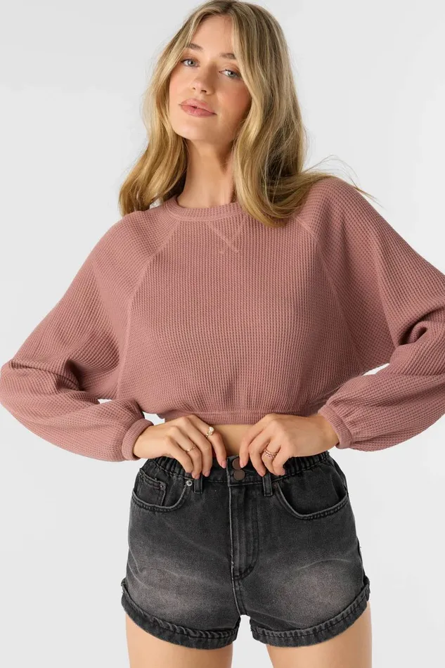 TOUR WAFFLE KNIT SLOUCHY TOP Burlwood Women O039NEILL Collections