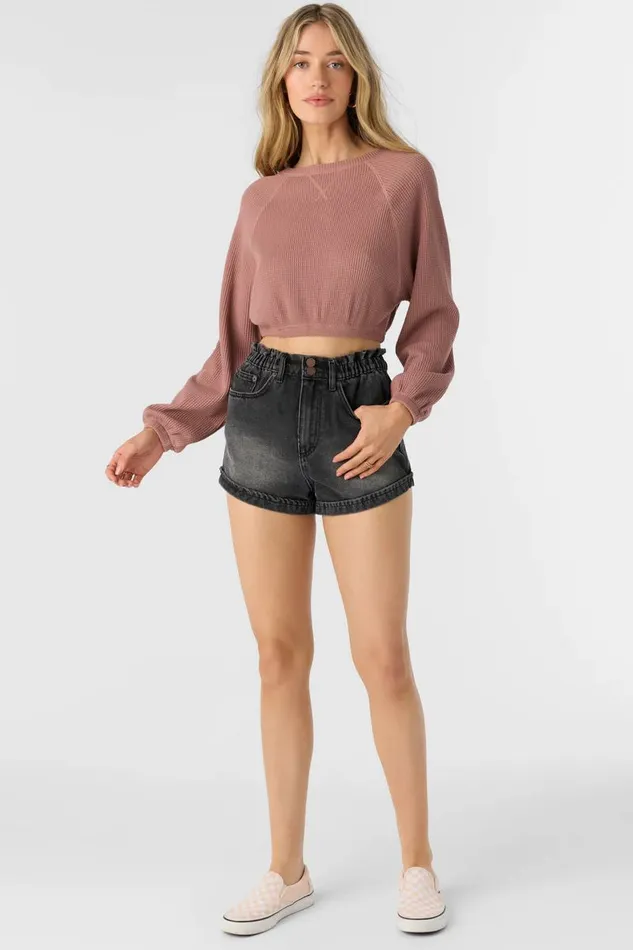 TOUR WAFFLE KNIT SLOUCHY TOP Burlwood Women O039NEILL Collections