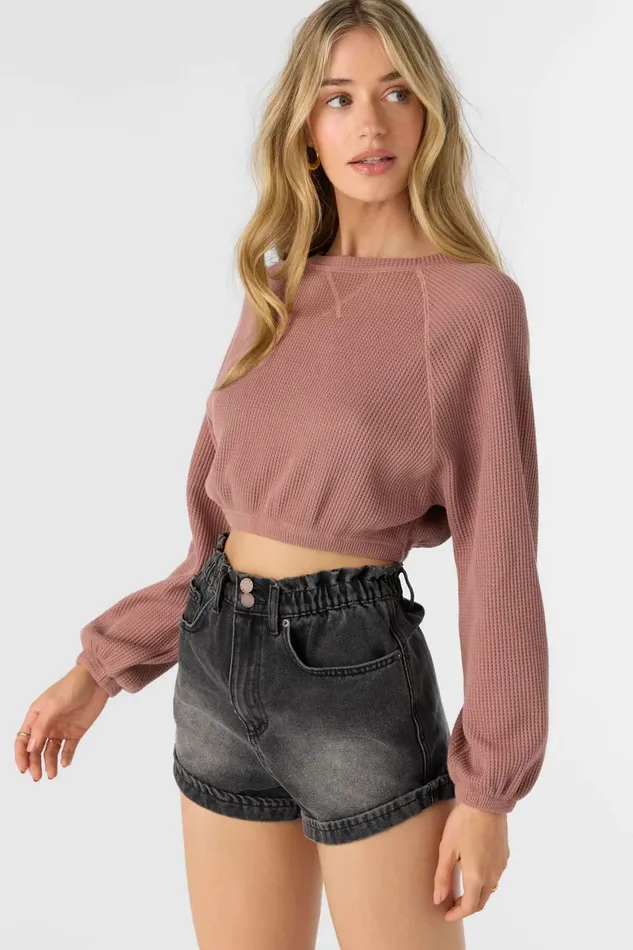 TOUR WAFFLE KNIT SLOUCHY TOP Burlwood Women O039NEILL Collections