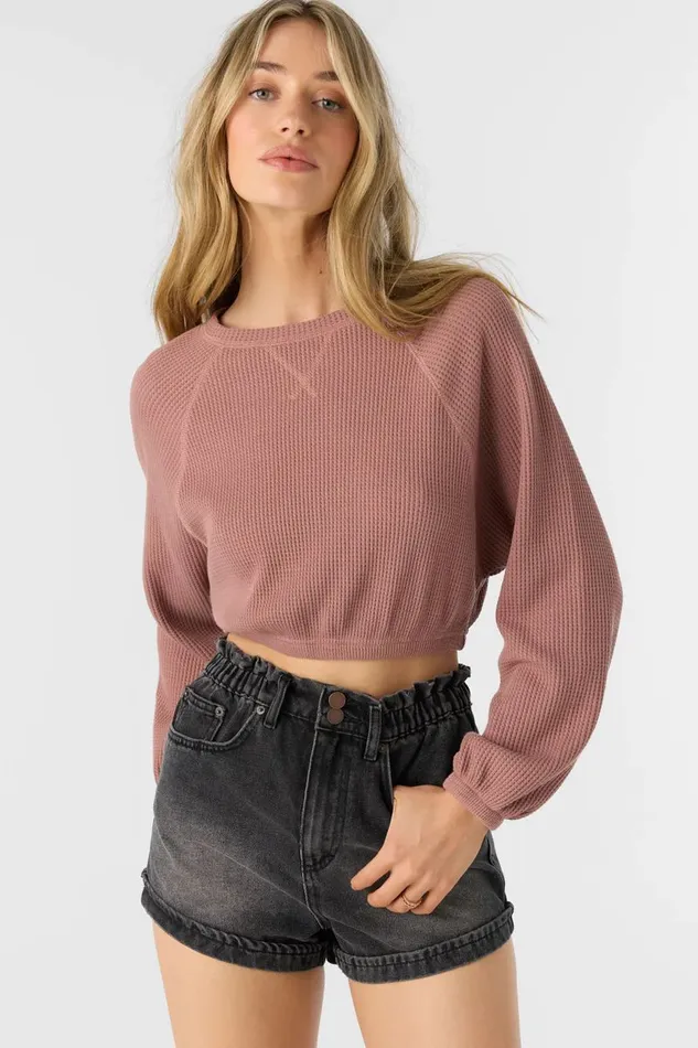 TOUR WAFFLE KNIT SLOUCHY TOP Burlwood Women O039NEILL Collections