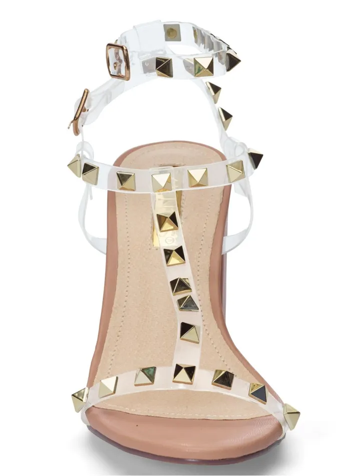 TRANSPARENT STUDDED HEELS Nude Women VENUS Sandals and Wedges
