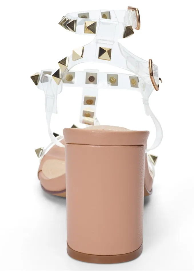 TRANSPARENT STUDDED HEELS Nude Women VENUS Sandals and Wedges