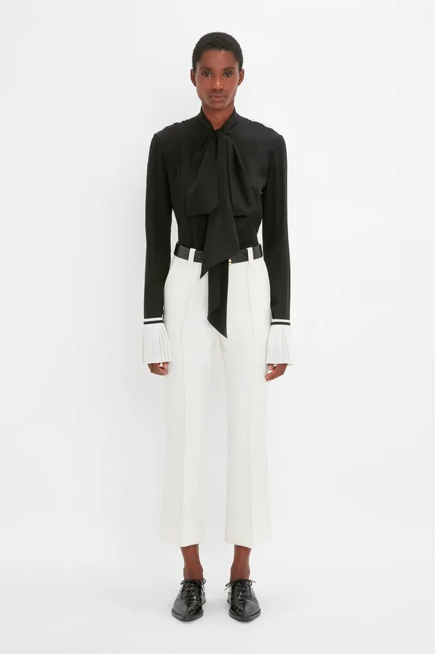 Trousers and Shorts Women Victoria Beckham Cropped Kick Trouser In Ivory