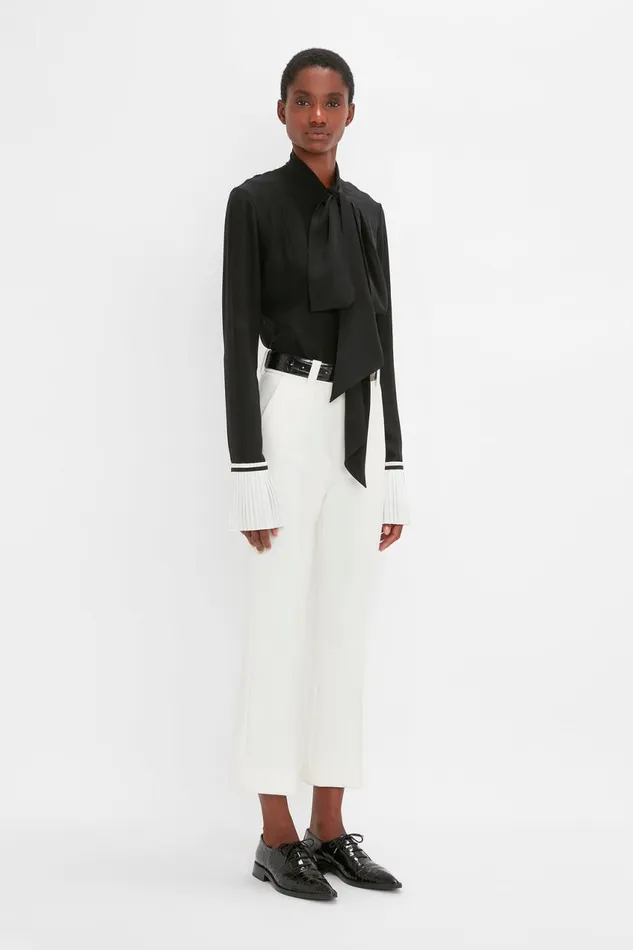 Trousers and Shorts Women Victoria Beckham Cropped Kick Trouser In Ivory
