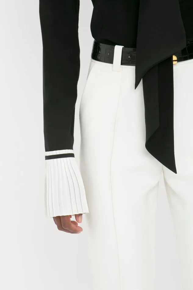 Trousers and Shorts Women Victoria Beckham Cropped Kick Trouser In Ivory