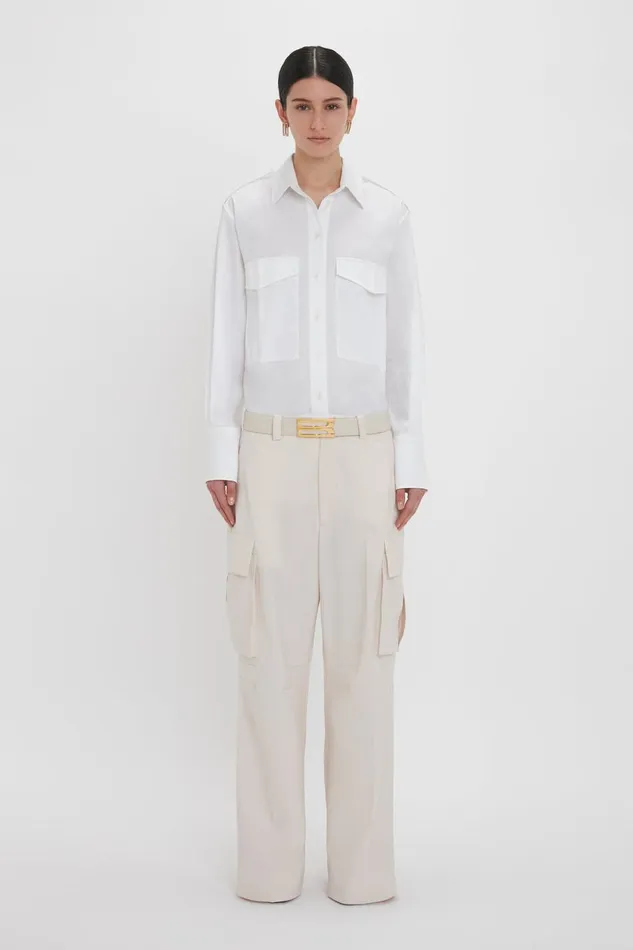 Trousers and Shorts Women Victoria Beckham Relaxed Cargo Trouser In Bone